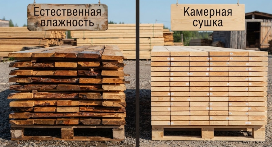 Естественная влажность против камерной сушки